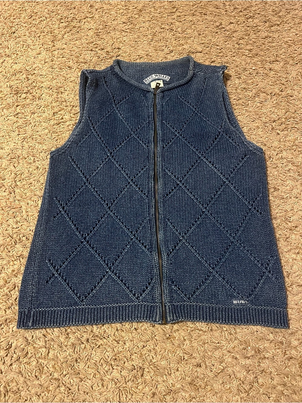 Navy Sleeveless Zip Knit Vest
